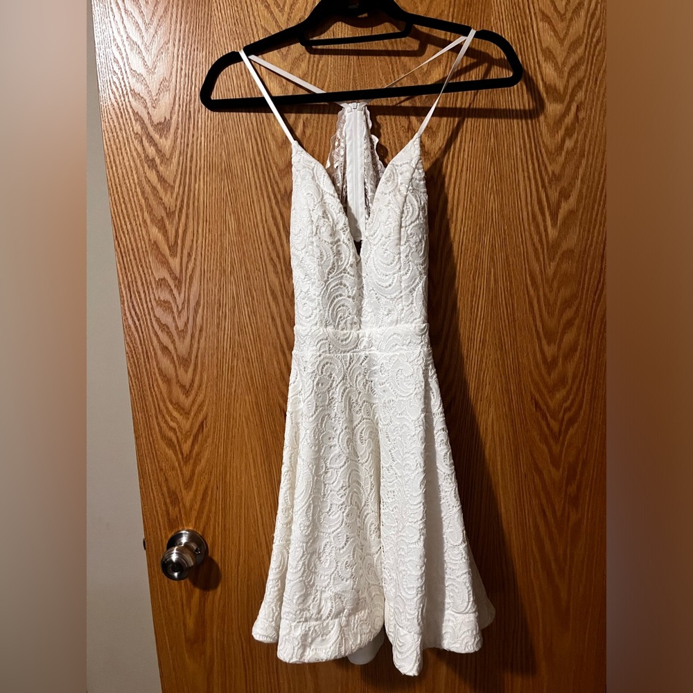 White lace mini dress. Wore for my bachelorette party.